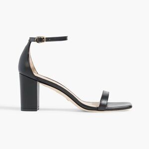 • STUART WEITZMAN BLACK LEATHER ANKLE STRAP BLOCK HEELS • WORN ONCE!